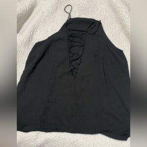 Wayf Black Ruched Cut Out Tank Top